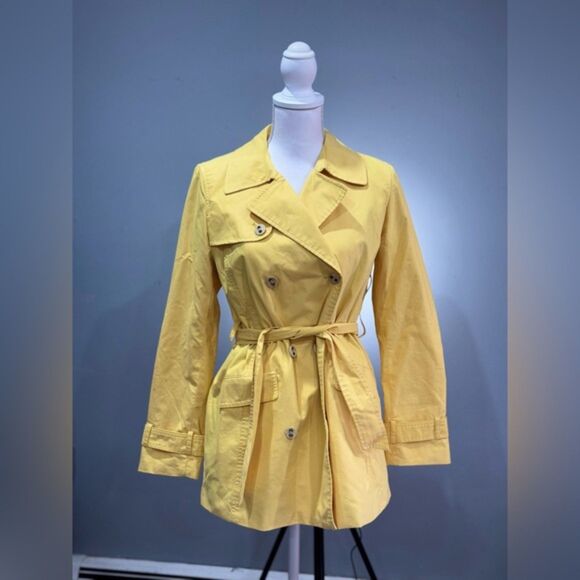 Yellow Charter Club Belted Trench Size S EUC - Picture 1 of 6